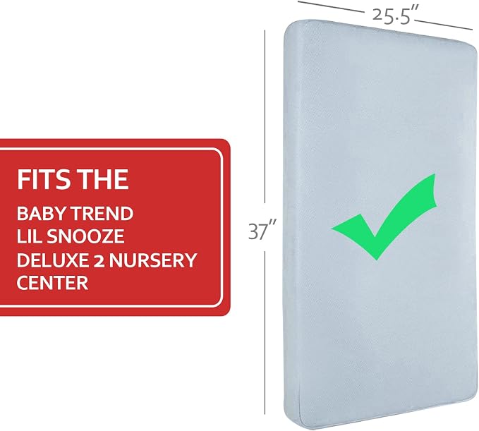 Pack and Play Mattress Pad (6 Sizes), Compatible with Baby Trend Lil Snooze Deluxe 2 Nursery Center, Pack and Play Mattress Sheets Cover Soft Quilted Protector