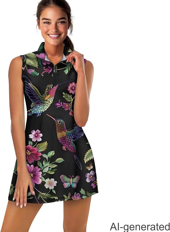 Golf Dress Tennis Dresses for Women with Built in Shorts and Pockets Sleeveless Athletic Dress Workout Dress
