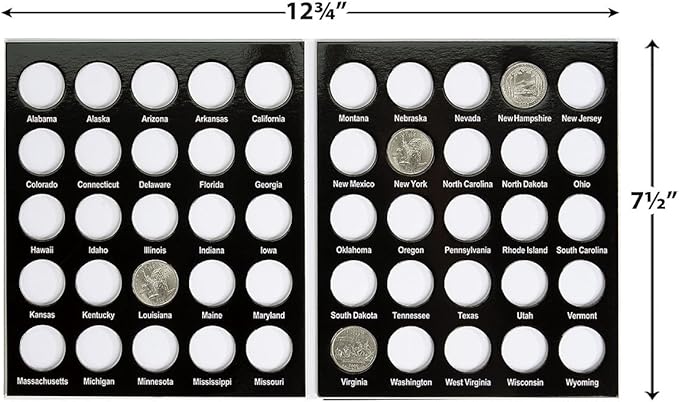 Current Collector 50 States Quarter Album - 1999-2009 Hard Cover United States Coin Collection Holder & Display Book, American History, Fun & Educational Currency Collection, 12-¾” x 7-½” Organizer