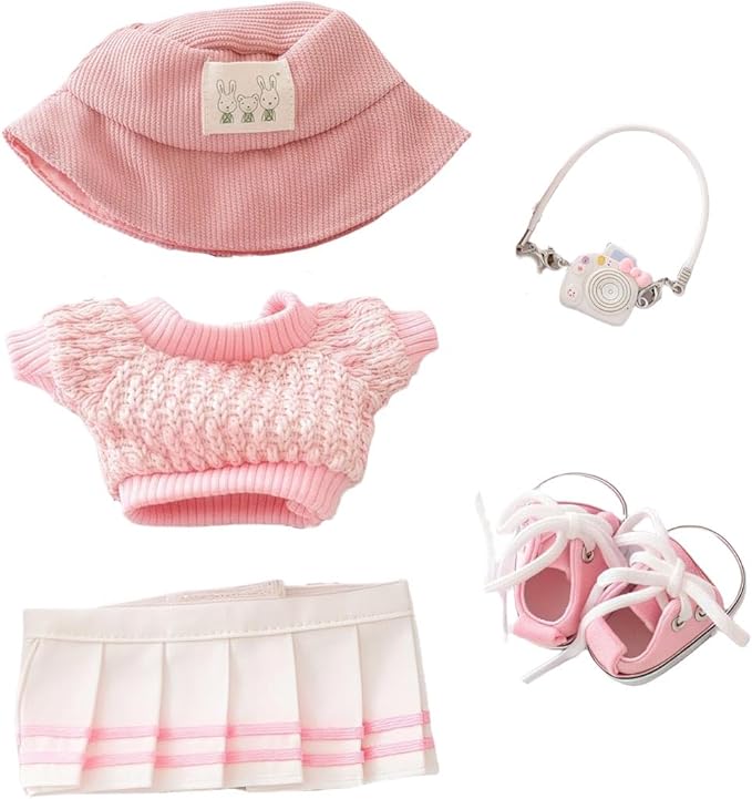 17cm Doll Clothes Set Outfit Girly Costume for 6.7 Inch Dolls Accessories, Fashion Dresses Clothes Set Suitable for 15cm/17cm Dolls Clothes Party ,Luxury Chic Doll Clothing(NO Doll) (Pink JK)
