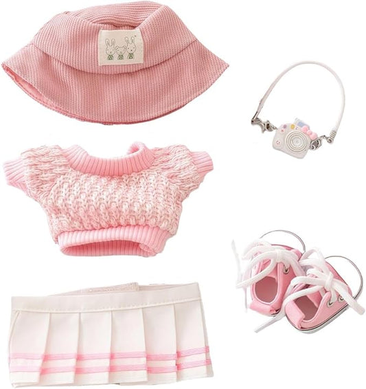 17cm Doll Clothes Set Outfit Girly Costume for 6.7 Inch Dolls Accessories, Fashion Dresses Clothes Set Suitable for 15cm/17cm Dolls Clothes Party ,Luxury Chic Doll Clothing(NO Doll) (Pink JK)