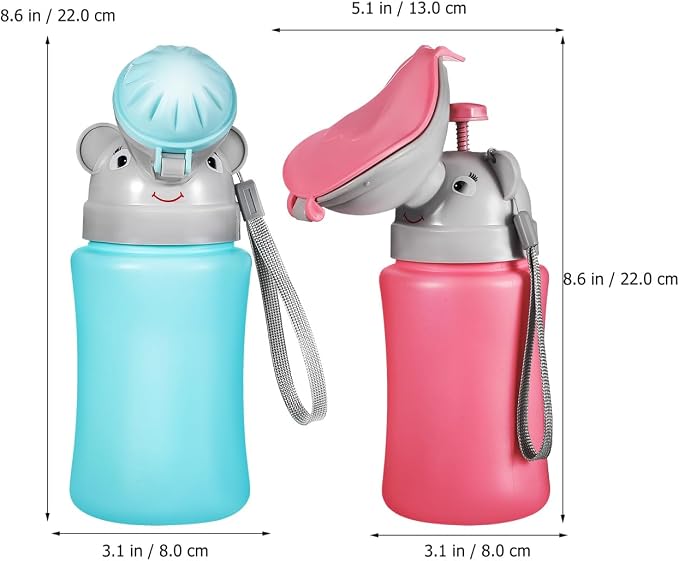 Mipcase 2pcs Portable Travel Urinal for Kids : Emergency Car Potty Cute Elephant Design Toddler Pee Training Cup for Boys & Girls