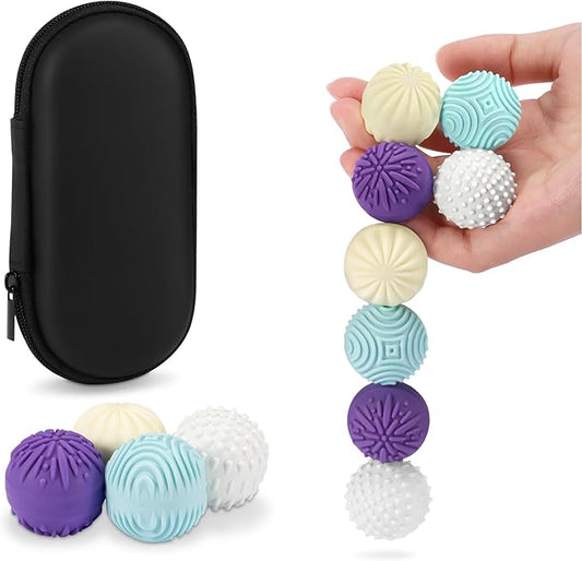 Magnetic Sensory Fidget Balls – 8-Pack Silicone Weighted Stress Relief Toys for Adults & Teens – Quiet, Textured Magnet Fidgets for ADHD, Autism & Anxiety – Gift for Desk, Travel & Office