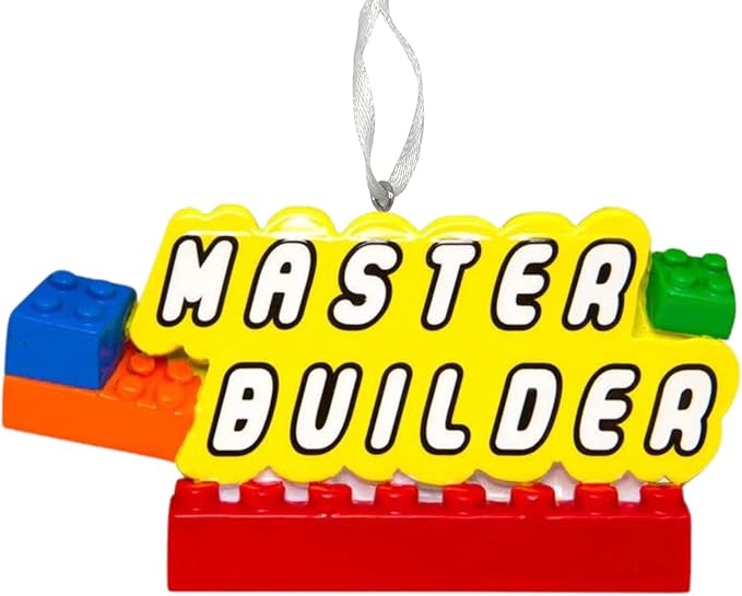 2025 Kids Christmas Ornament – Personalized Master Builder Child Christmas Ornament – Custom Building Blocks Ornament Keepsake – Colorful Holiday Decoration for Boys & Girls (Master Builder)