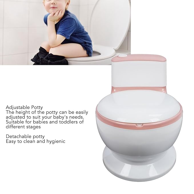 Adjustable Portable Kids Potty Training Seat, Ergonomic and Safe Children's Toilet with Removable Potty Pot, Comfortable Non Slip Design for Home and Travel(Pinkest)
