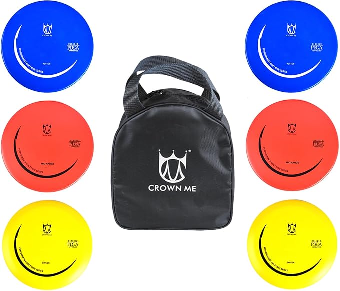 CROWN ME Disc Golf Set with 6 Discs and Starter Disc Golf Bag – Fairway Driver, Mid-Range, Putter Disc
