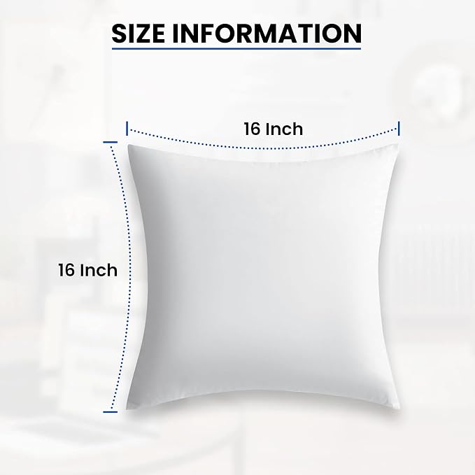 Hannah Linen Throw Pillow Inserts 16x16 – 24 Pack Square Decorative Pillow Insert for Couch, Sofa & Bed, Soft Fluffy Polyester Filled Cushion Stuffers, Indoor Home Decor Pillows