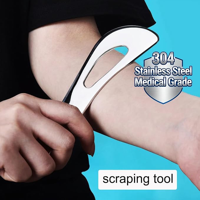 Muscle Scraper Tool Set, Stainless Steel IASTM Kit, Scraping Massage Tools for Physical Therapy, 3 Piece for Fascia Release