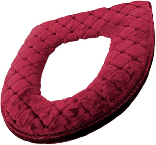 Toilet Seat Cover, Toilet Seat Cushion Warmer Washable Cover Pads with Zipper, Red