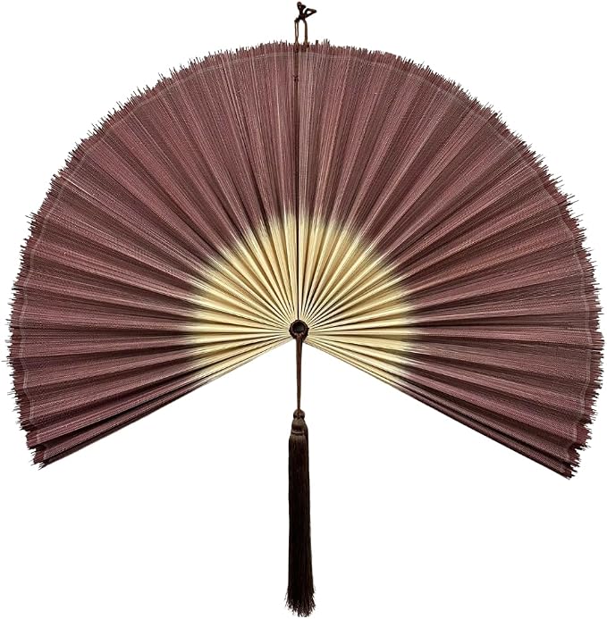 ChumDecor Bamboo Fan Wall Decor, Japanese Wall Fan, Red Brown 40 in | Large Oriental and Asian Style Hanging Decoration for Above the Bed Headboard Dresser or an Empty Living Room Space