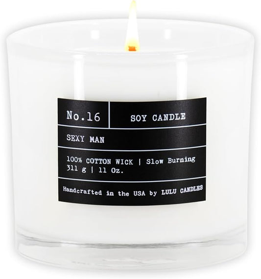 Lulu Candles | Sexy Man| Luxury Scented Soy Jar Candle | Hand Poured in The USA | Highly Scented Long Lasting (11 Oz.)