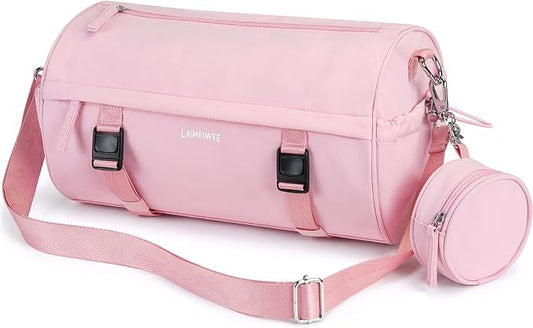 Small Gym Bag for Women Men, 15L Sports Workout Bag with Wet Pocket and Yoga Mat Holder, Lightweight & Water-Resistant Mini Travel Duffle Bag (Pink)