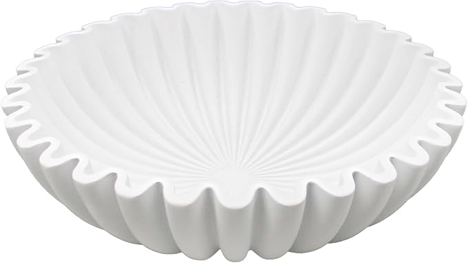 YMXYJM Large Decorative Bowl, Modern Handicraft Bowls for Home Decor, Decorative Fruit Bowl for Kitchen Counter, Ruffle Bowl Decor, Stylish Key Bowl for Entry Table, White