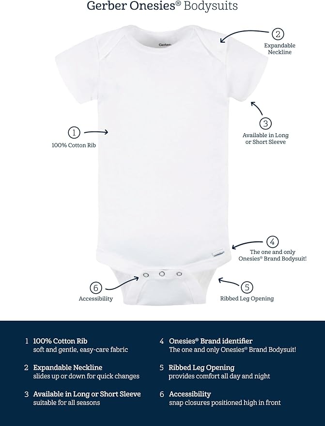 Gerber Baby Girls' 8-pack Short Sleeve Onesies Bodysuits