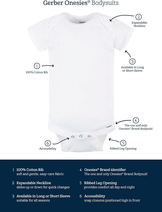 Gerber Baby Girls' 8-pack Short Sleeve Onesies Bodysuits