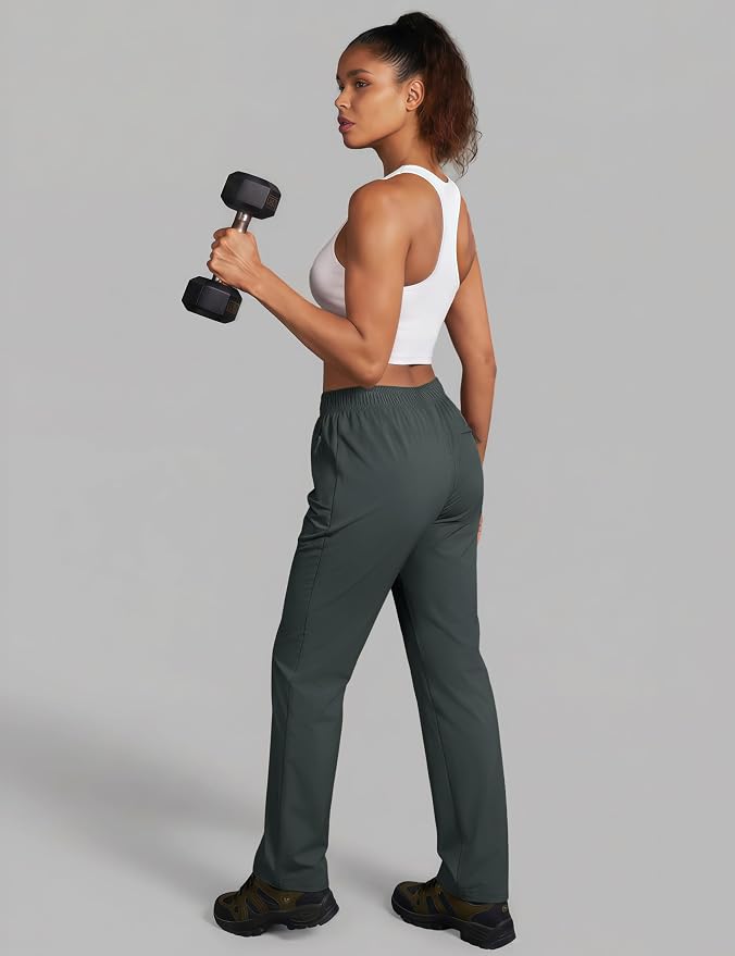 MAGCOMSEN Women's Hiking Pants Lightweight Quick Dry UPF 50 Water Resistant Elastic Waist Golf Travel Pants Zip Pockets