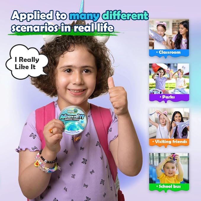 WATERELF Putty for Kids, Fidget Stress Relief Play Putty for Boys Girls Adults, Non-Sticky Therapy Toys - 3.11 Inch 3.2 Oz - P009-Blue/Green