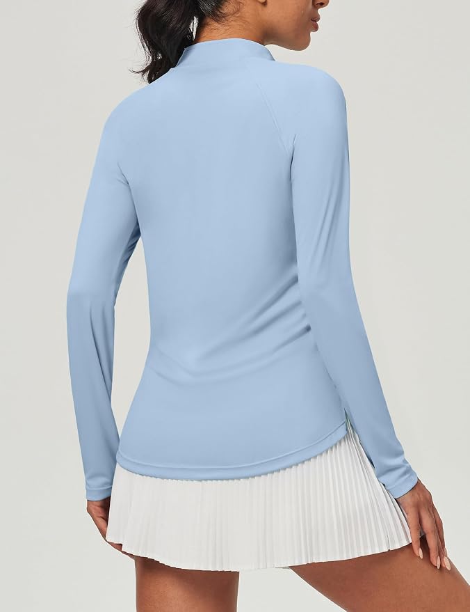 Heathyoga Long Sleeve Workout Tops for Women Golf Shirt UPF 50+ Swim Shirts for Woman UV Sun Protection Quarter Zip Pullover