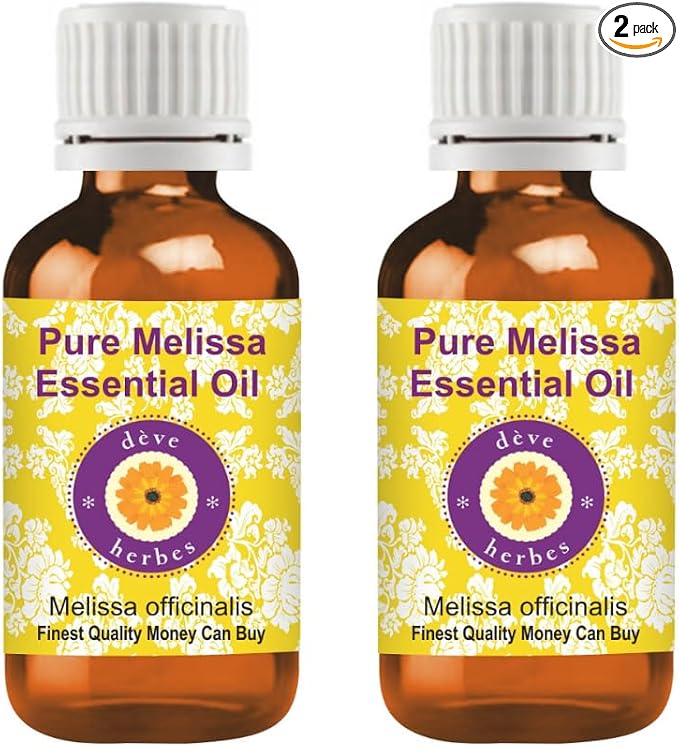 dève herbes Melissa Essential Oil (Melissa officinalis) Pure | Non-Sticky | Non-Greasy | Lightweight | Men & Women | All Skin Types | Steam Distilled 10ml X 2 (0.67 oz)