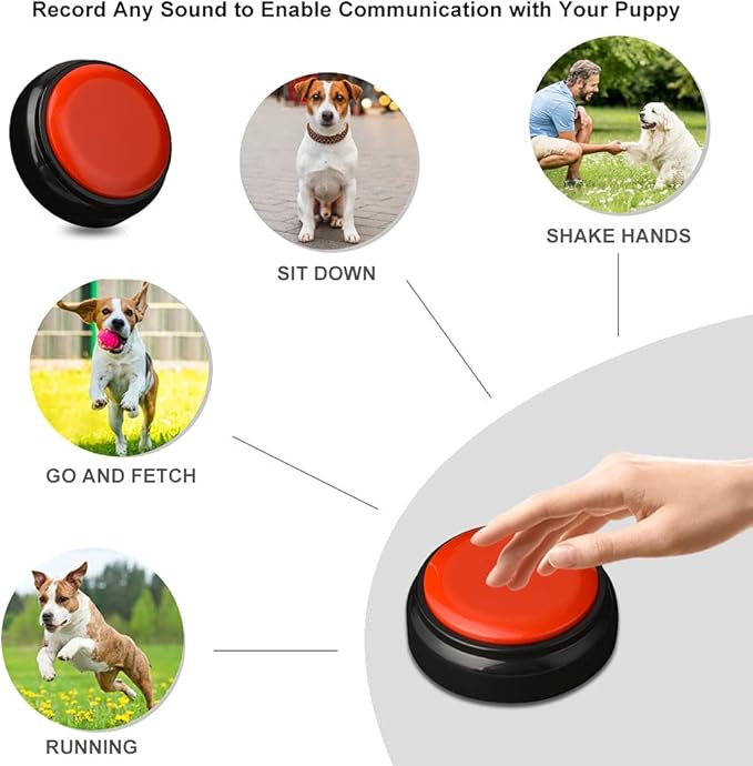 Recordable Easy Button Sound Button Voice Recording Talking Button 30 Second Custom Recordable Talking Button for Dogs to Communicate Answer Buzzer