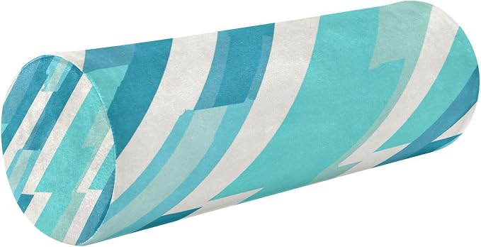 Bolster Pillow Cotton Neck Roll Pillow for Sleeping Outdoor Round Pillows Cylinder Pillow Decorative Cervical Pillow Covers with Zipper Cyan Stripe