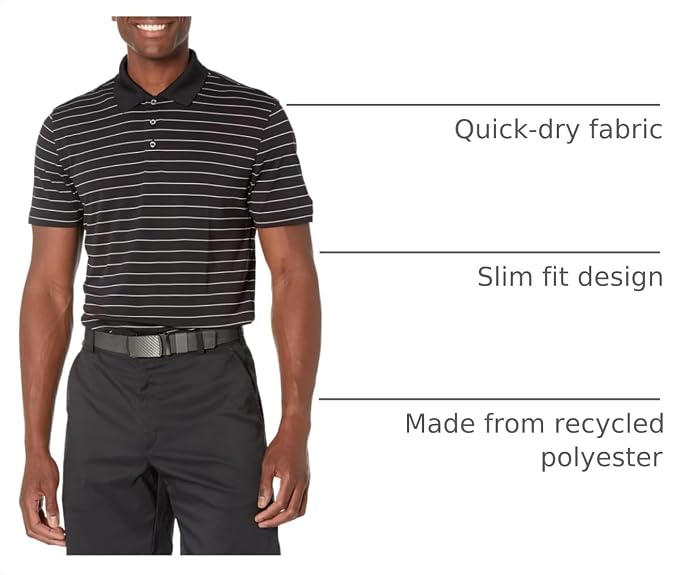 Amazon Essentials Men's Moisture Wicking Golf Polo Shirt, Short Sleeve, Slim-Fit, Quick-Dry, Active Wear