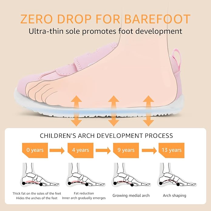 Wide Toe Box Toddler Shoes Zero Drop Boys Girls Barefoot Shoe Non-Slip Little Kids Sneakers for First Walking