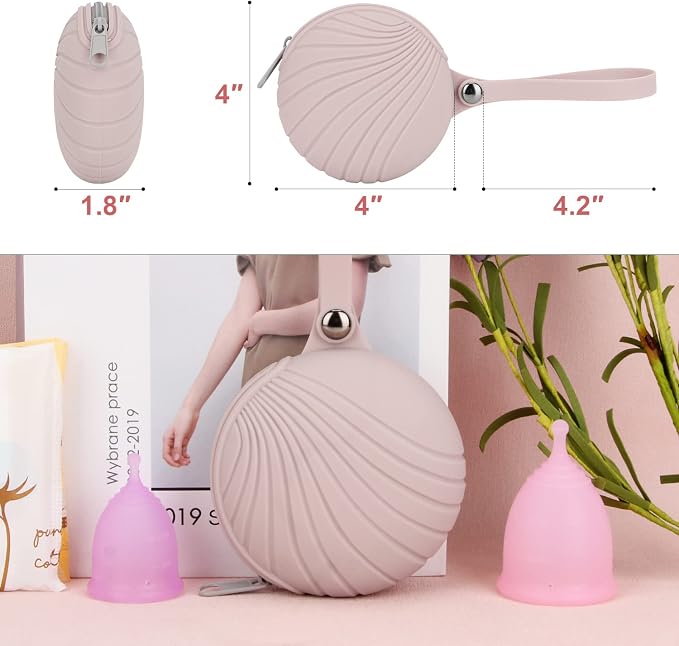 Menstrual Cups Case Storage Bag Travel Period Cup Carrying Pouch Washable Leak-proof Silicone Bag for Menstrual Cup, Tampons, Keys and Other Small Items (Pink)
