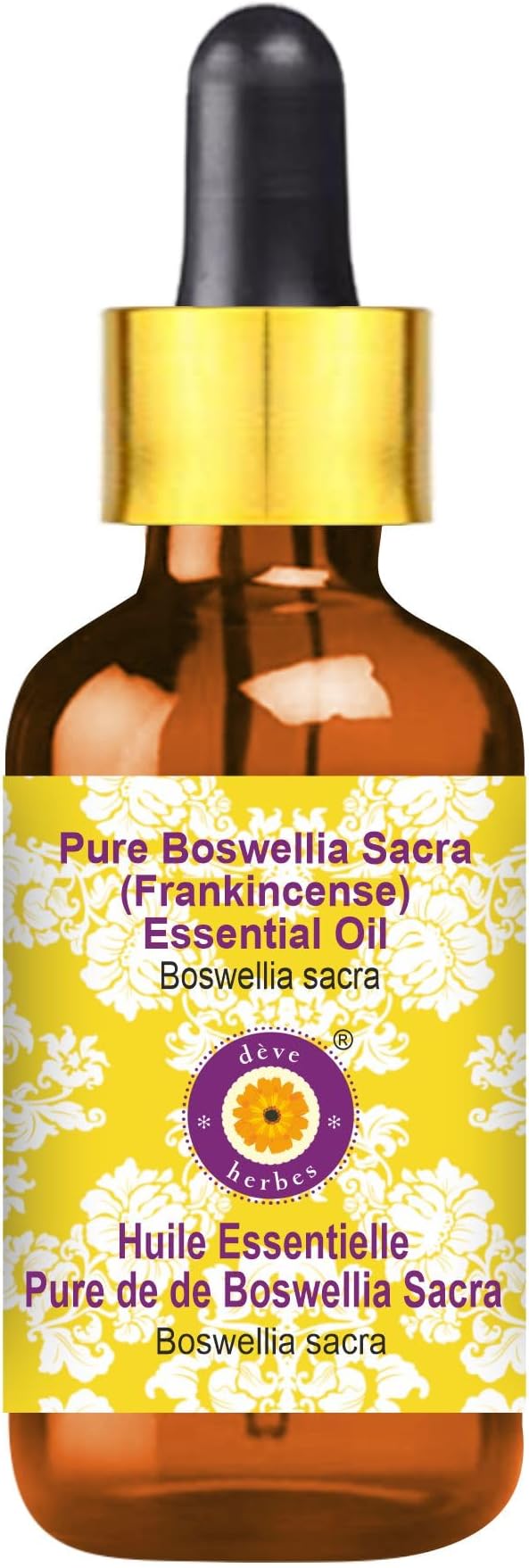 Deve Herbes Pure Boswellia Sacra (Frankincense) Essential Oil (Boswellia Sacra) with Glass Dropper Steam Distilled 5ml (0.16 oz)