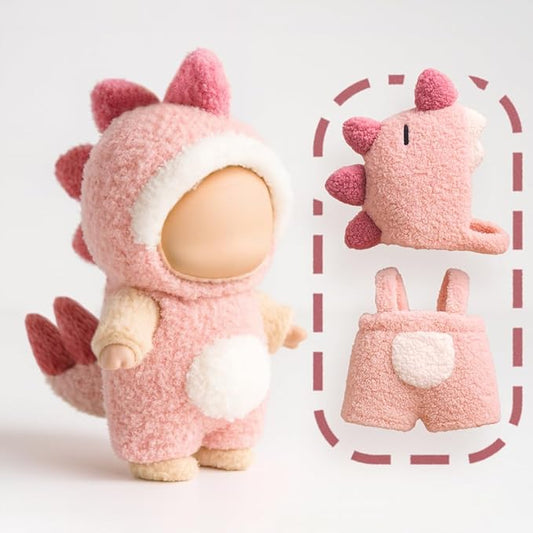 17cm Doll Clothes – Fluffy & Cute Outfits for Designer Dolls | Soft Costumes - Pink-Dino