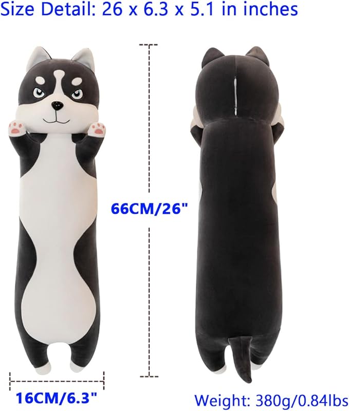 Long Husky Dog Stuffed Animals 26 Inch Dog Plush Toys Puppy Plushies Super Soft Cute Cuddly Sleep Hugging Pillow Cushion Stuff Dolls Birthday Gift for Child Kids Boys Girls Room Decor, 26Inches
