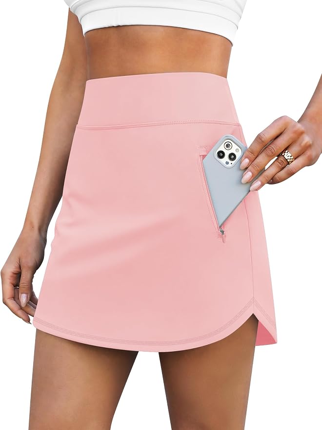 LouKeith Golf Skirts for Women Tennis Skirt with Zipper Pockets High Waisted Running Casual Athletic Skorts Built-in Shorts