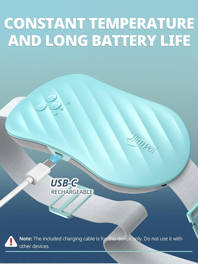 Slimpal AI Portable Heating Pad for Period Cramps, Smart AI Heat Chip, Electric Cordless Heating Belt for Back, Belly, Waist, Stomach, Menstrual Wearable Heating Pad Aqua S2