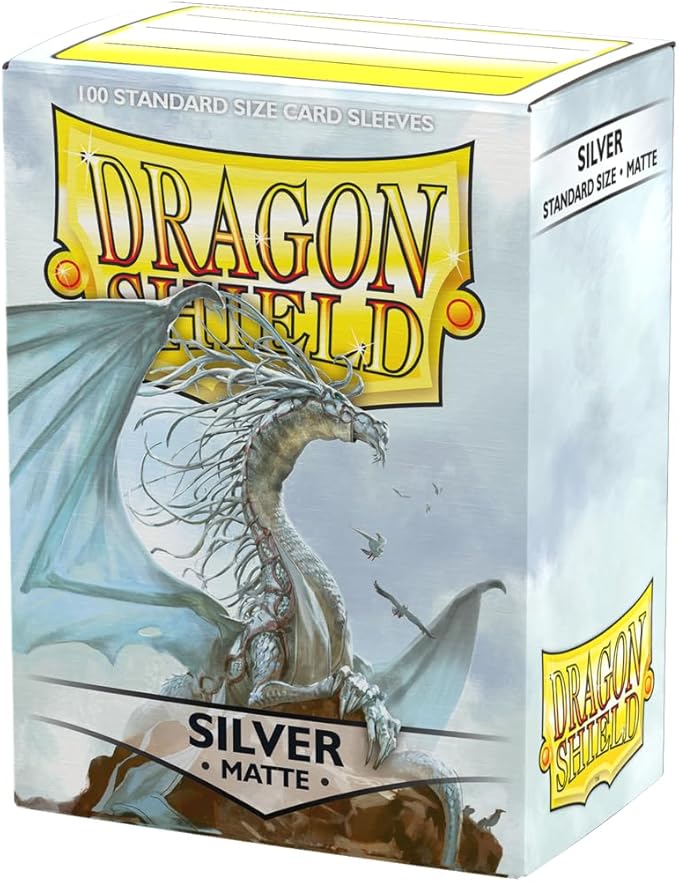 Dragon Shield | Standard Size Card Matte Sleeves | 100 CT - Smooth & Tough Premium TCG Sleeves | Compatible with Pokemon, Flesh & Blood, One Piece & Magic the Gathering | Silver - Matte