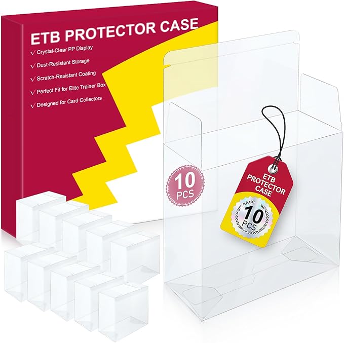 【10 Pcs】 PKMN ETB-Protector Case, Elite Trainer Box Protector, ETB-Box Plastic Display Case-Compatible with Elite Trainer Boxes, Scratch-Resistant Material