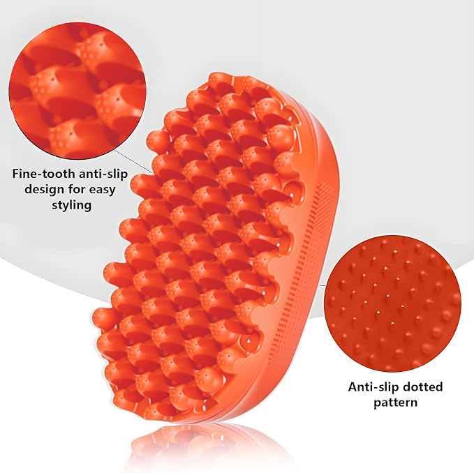 Rubber Curling Hair Brush，Premium Twist Tool for Afro Hair，Ideal for Curly, Coiled, 4C Hair，Quick & Easy Styling，Orange