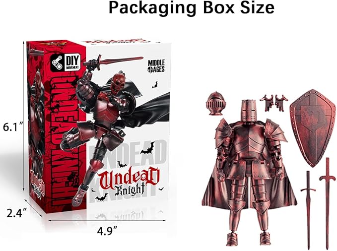 Medieval Action Figures,Knight Armor Action Figure,Multi-Jointed Movable Robot Mannequin T13,Dummy 13 Action Figure(Assembly Required) (C-Red)