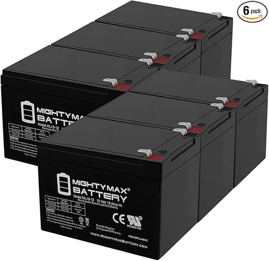 Mighty Max Battery 12V 12AH Battery Replacement for Little Tikes H2 Toy Car - 6 Pack