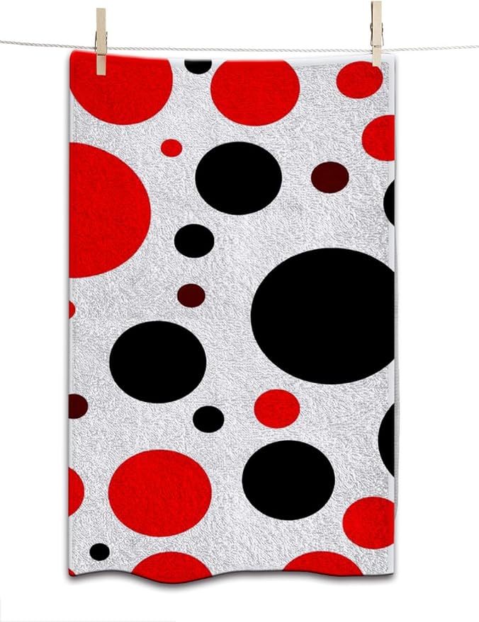Orange Black Polka Dot Hand Towel Face Towels Suit Travel Sports Pool Swimming Bath Camping Spa Gym Yoga,15x30 Inch