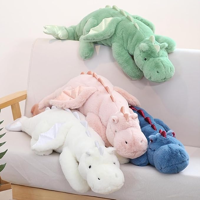 ARELUX Giant 52in 3Lb Big Blue Dragon Large Stuffed Animals Cute Plush Toy Fuzzy Jumbo Dinosaur Pillow Plushies with Wings Cuddly Soft Green Pterosaur Plushie for Friends Family Member
