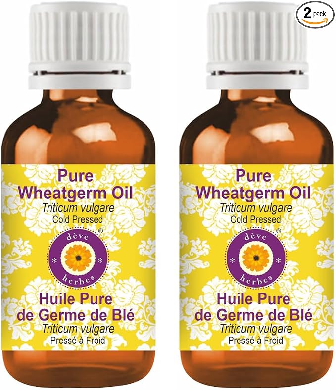 Deve Herbes Pure Wheatgerm Oil (Triticum vulgare) Cold Pressed (Pack of Two) 100ml X 2 (6.76 oz)