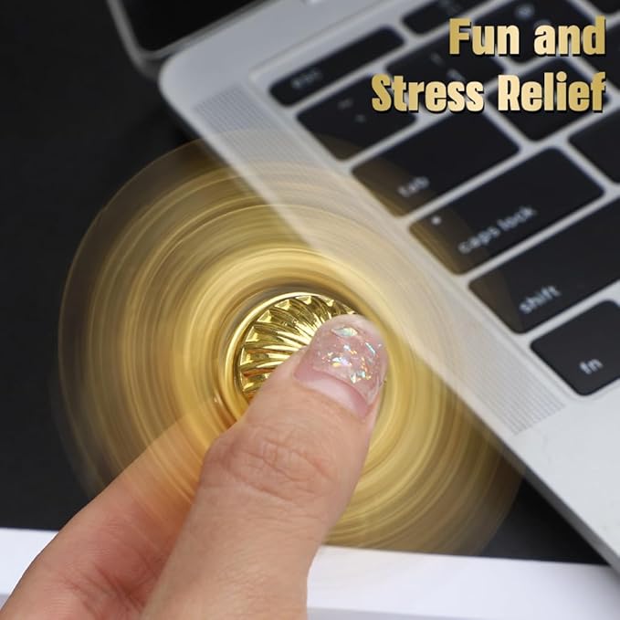 Cool Fidget Spinner for Kids Adults, Magic Ball Finger Hand Spinner Toys Stress Relief Ball Sensory Toy, Metal Fingertip Gyro Birthday Gift Stocking Stuffer for Boys Girls, Golden Decortion