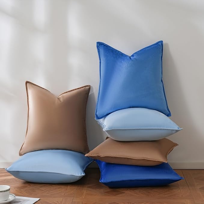 Velvet Royal Blue Throw Pillow Covers 18”x18”Pack of 2 Soft Decorative | Square Cushion Covers for Couch Sofa Bed Livingroom Car Home Decor,45x45Cm