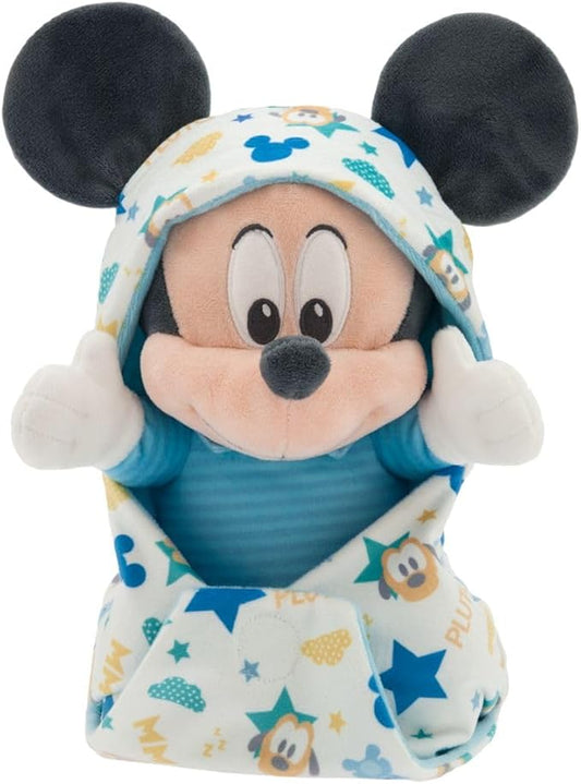 DISNEY STORE Unisex-Children Babies Collection: Mickey Mouse Plush in Swaddle with Detailed Plush Features - Official Soft Toy - Stuffed Animals for Babies - Perfect for Fans & Kids