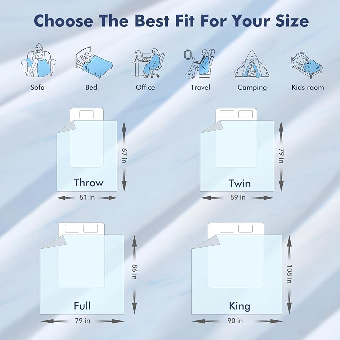 Elegear Double-Sided Arc-Chill® 3.0 Cooling Blanket for Hot Sleepers, King | Q-Max>0.5 Cooling Fabric, Absorbs Heat to Keep Body Cool, Lightweight Summer Blankets for Night Sweats & Menopause, 108"x90"