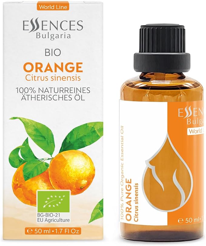 Essences Bulgaria Organic Orange Essential Oil 1.7 Fl Oz 50ml Citrus sinensis - 100% Pure and Natural Undiluted Therapeutic Grade Home Aromatherapy Humidifier Vegan Cosmetic Skincare Candles