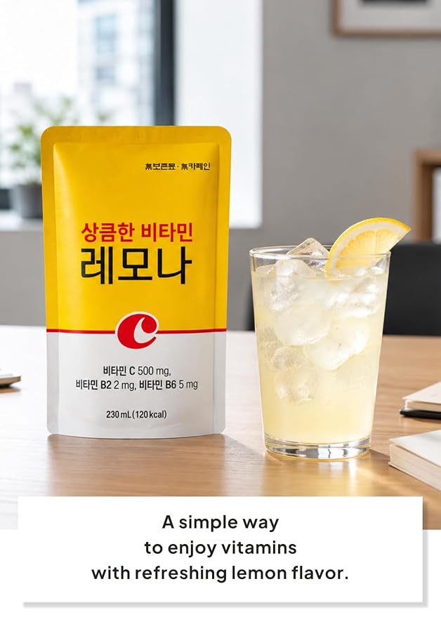 Korean Food Lemona Lemon Pouch Drink, Sour Citrus Ade, 230ml x 10 Pack | Refreshing lemon-flavored citrus ade in convenient ready-to-drink pouches, 10-pack