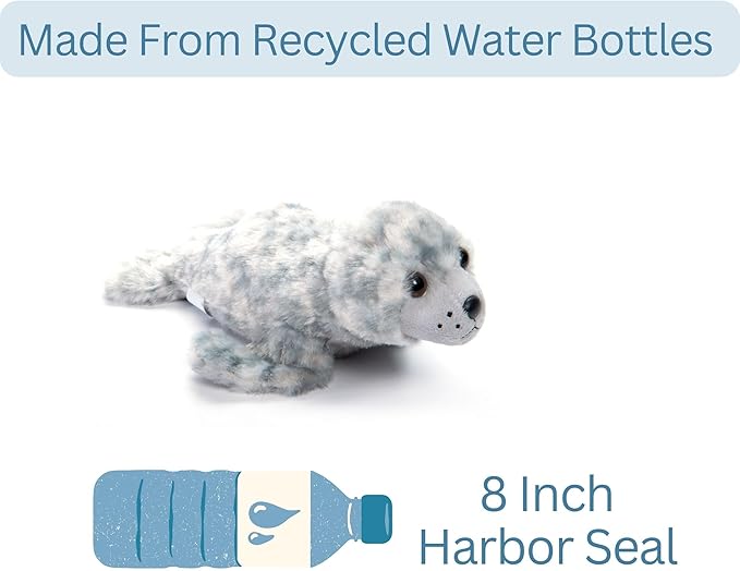 The Petting Zoo Harbor Seal Gray Stuffed Animal Plushie, Gifts for Kids, Scoopz Sealife Animals, Seal Plush Toy, 10 inches