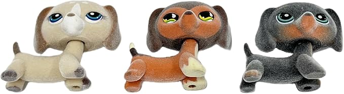 3pcs/Set Custom Flocked Pet Shop Toys Short Hair Cat Kitten Collie Great Dane Cocker Spaniel Dachshund Puppy Dog OOAK Compatible with LPS (#325 and #675 and #1491)