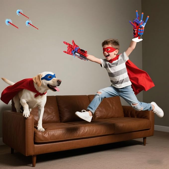 3 Sets Spider Web Shooters, Superhero Toys, Spider Web Plastic Launcher Glove with Wrist Toy Set, Safe Outdoor Action Toys for Boys and Girls-4 Years and Up, AllSaints'Day Christmas Birthday Party